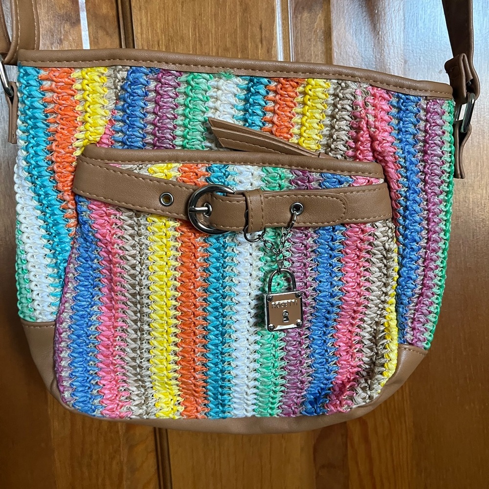 Colorful woven crossbody bag